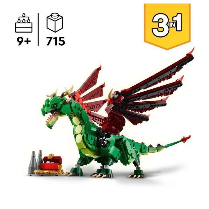LEGO Creator 31161 3-en-1 Le dragon médiéval - Jeu de construction pour garçon des 9 ans LEGO Creator 31161 3-en-1 Le dragon médiéval - Jeu de construction pour garçon des 9 ans