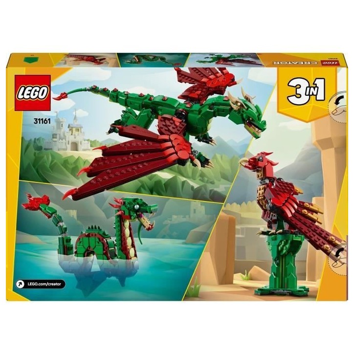 LEGO Creator 31161 3-en-1 Le dragon médiéval - Jeu de construction pour garçon des 9 ans LEGO Creator 31161 3-en-1 Le dragon médiéval - Jeu de construction pour garçon des 9 ans