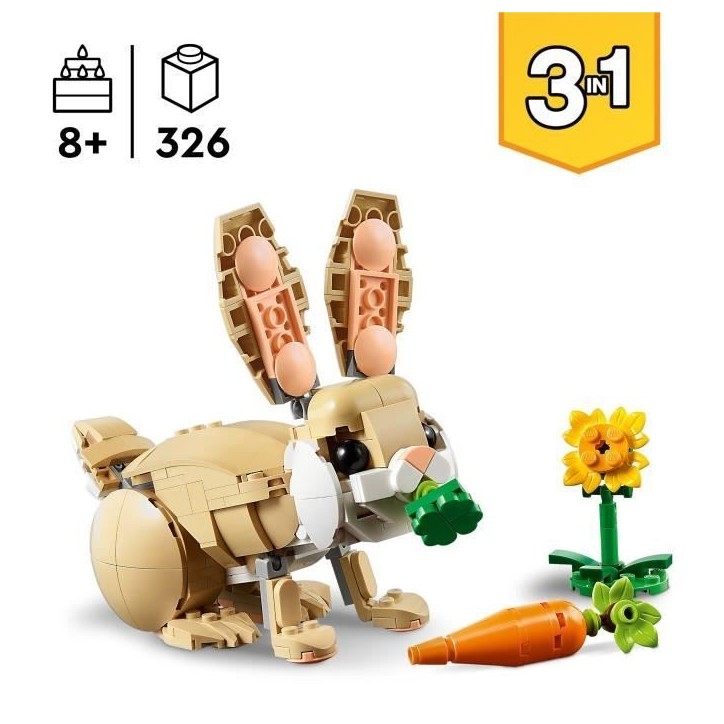LEGO Creator 31162 3-en-1 L'adorable lapin - Jeu de construction pour fille des 8 ans LEGO Creator 31162 3-en-1 L'adorable lapin - Jeu de construction pour fille des 8 ans