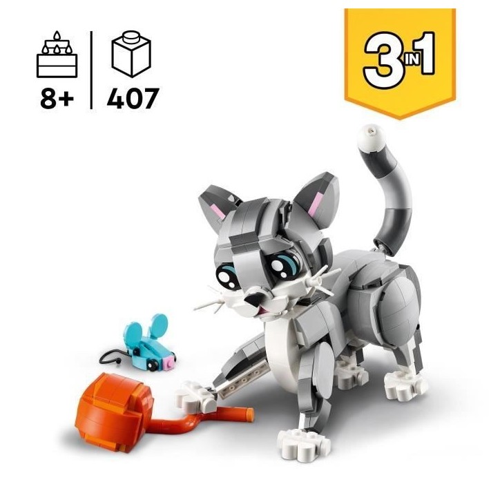 LEGO Creator 31163 3-en-1 Le chat joueur - Jeu de construction pour fille des 8 ans