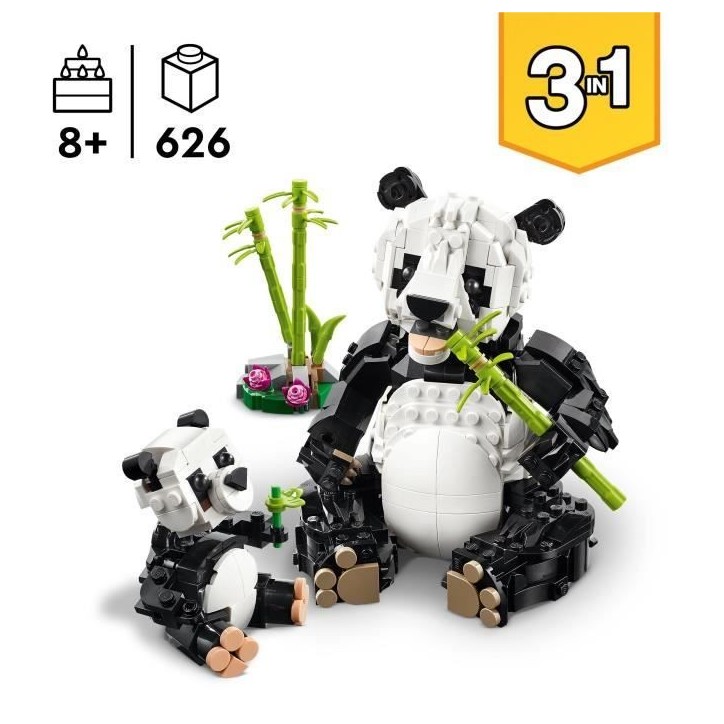 LEGO Creator 31165 3-en-1 Animaux sauvages : la famille de pandas Jeu pour fille des 8 ans LEGO Creator 31165 3-en-1 Animaux sauvages : la famille de pandas Jeu pour fille des 8 ans