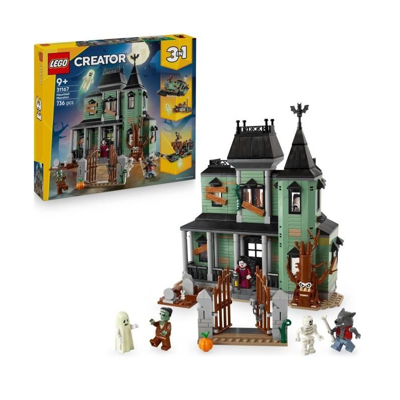 LEGO Creator 3-en-1 31167 Le Manoir Hanté - Jeu de Construction enfan