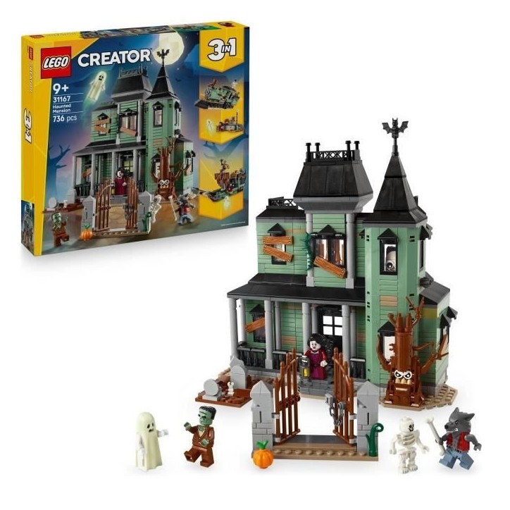 LEGO Creator 3-en-1 31167 Le Manoir Hanté - Jeu de Construction enfant des 9 ans
