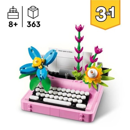 LEGO Creator 31169 3-en-1 La machine a écrire avec des fleurs - Jeu pour fille des 8 ans