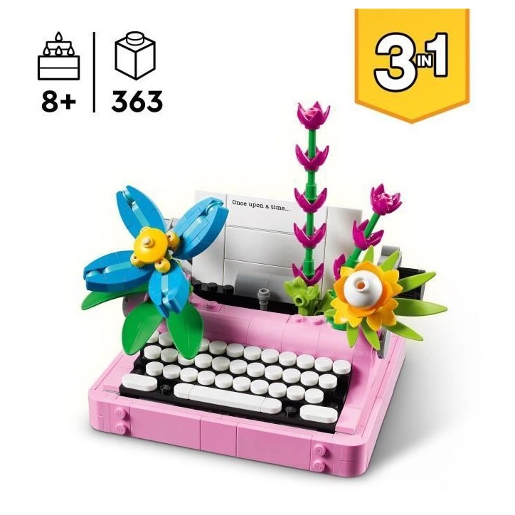 LEGO Creator 31169 3-en-1 La machine a écrire avec des fleurs - Jeu pour fille des 8 ans