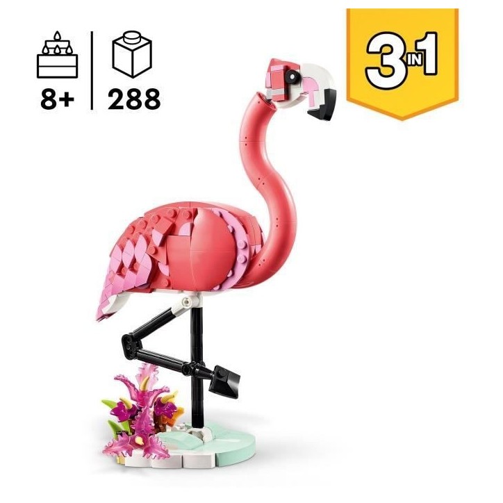 LEGO Creator 31170 3-en-1 Animaux sauvages : le flamant rose - Jouet pour fille des 8 ans