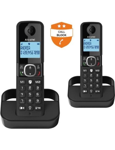 Téléphone fixe sans fil - ALCATEL - F860 duo noir - Blocage d'appels indésirables