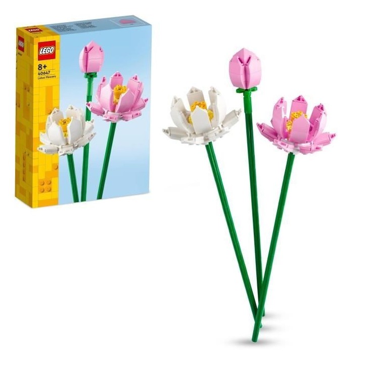LEGO 40647 Creator Les Fleurs de Lotus, Kit de Construction pour Filles et Garçons Des 8 Ans, avec 3 Fleurs Artificielles
