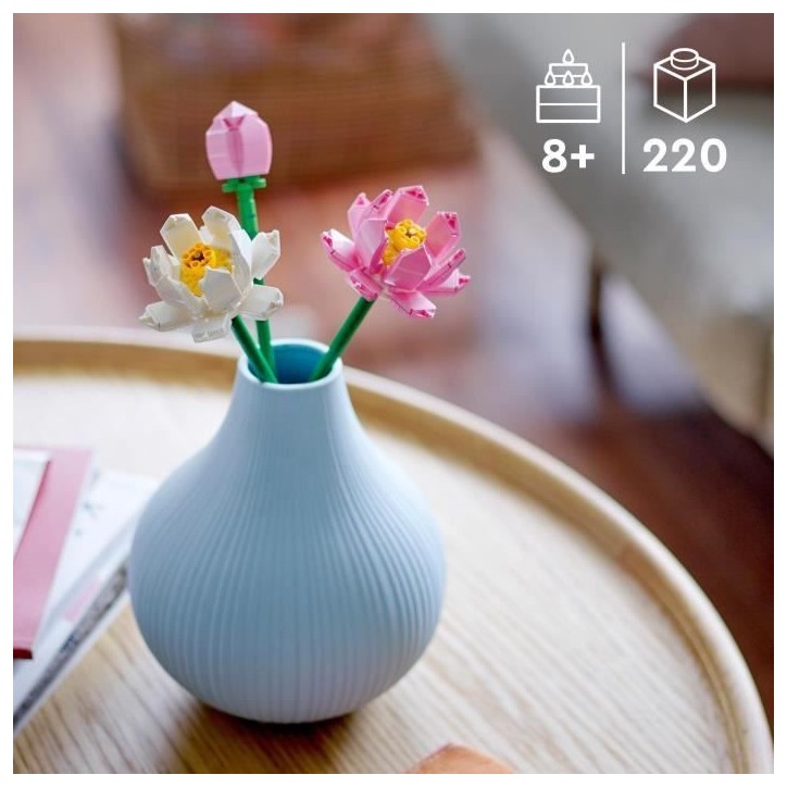 LEGO 40647 Creator Les Fleurs de Lotus, Kit de Construction pour Filles et Garçons Des 8 Ans, avec 3 Fleurs Artificielles