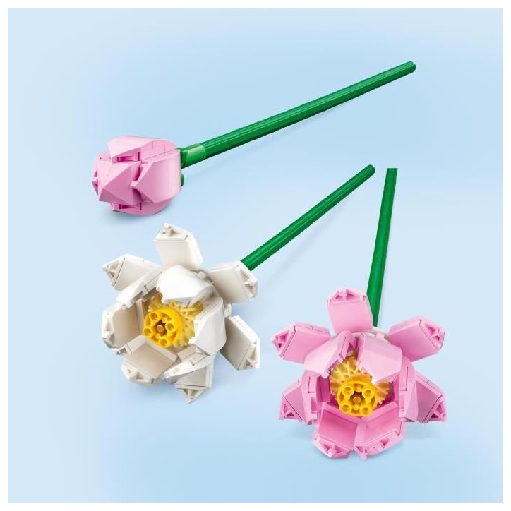 LEGO 40647 Creator Les Fleurs de Lotus, Kit de Construction pour Filles et Garçons Des 8 Ans, avec 3 Fleurs Artificielles