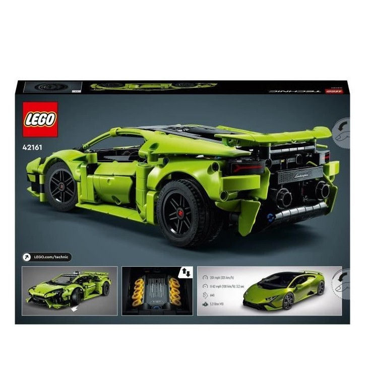 LEGO Technic 42161 Lamborghini Huracán Tecnica, Kit de Maquette de Voiture pour Enfants Fans de Sport Automobile