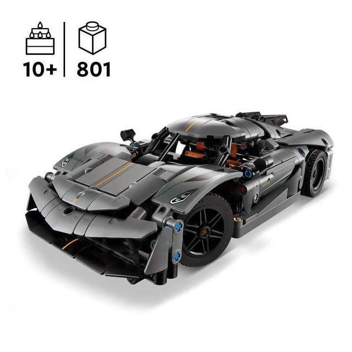 LEGO Technic 42173 Hypercar Koenigsegg Jesko Absolut grise - Set de construction