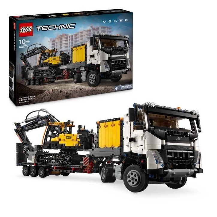 LEGO Technic 42175 Camion Volvo FMX et Pelleteuse Électrique EC230 - Set de Véhicule