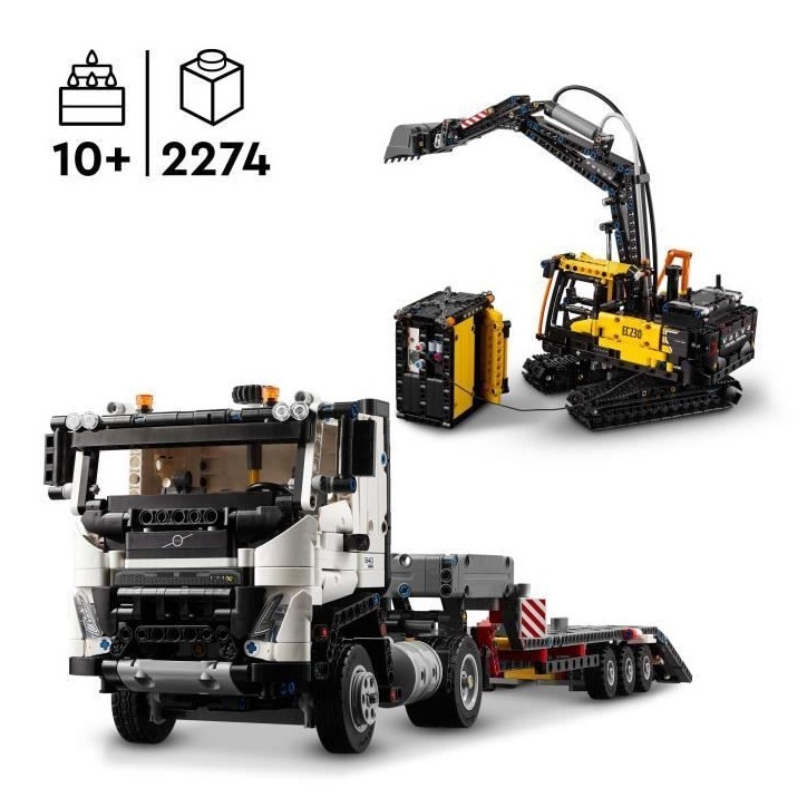 LEGO Technic 42175 Camion Volvo FMX et Pelleteuse Électrique EC230 - Set de Véhicule