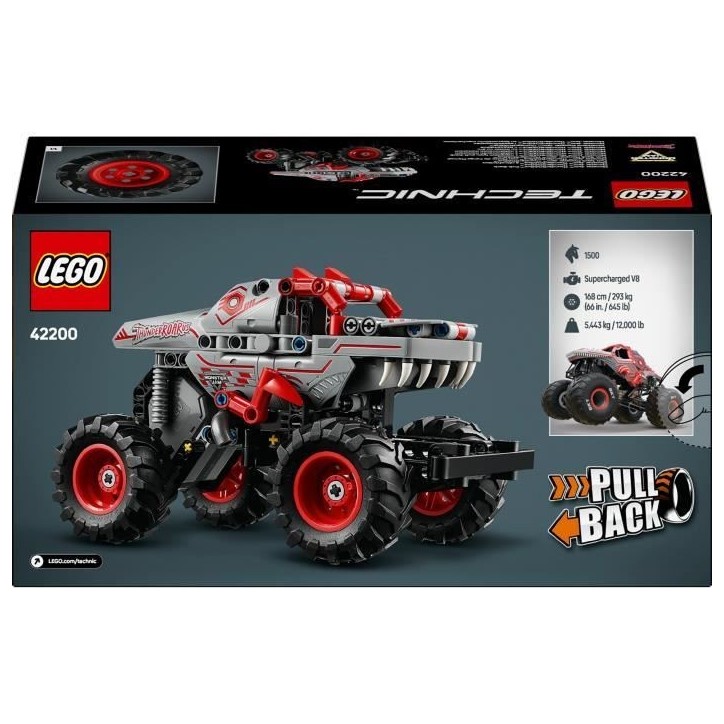 LEGO Technic 42200 Monster Jam ThunderROARus a rétrofriction - Camion dinosaure des 7 ans