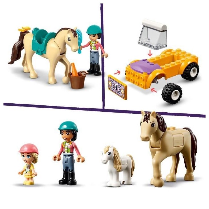 LEGO 42634 Friends La Remorque du Cheval et du Poney, Jouet avec Figurines Liann, Zoya et 2 Figurines d'Animaux