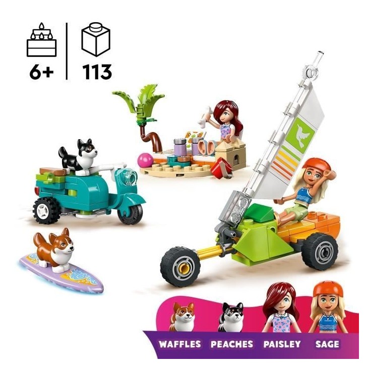 LEGO Friends 42641 Chiens surfeurs et aventures en scooter - Jouet interactif avec Corgis