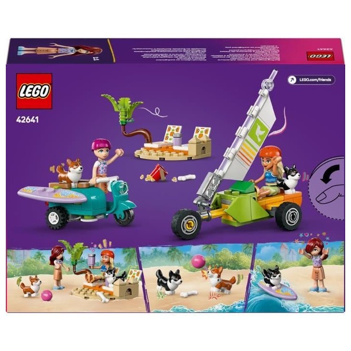LEGO Friends 42641 Chiens surfeurs et aventures en scooter - Jouet interactif avec Corgis