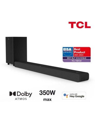 TCL TS8132 Barre de son avec caisson de basses sans fil - Dolby Atmos 3.1.2 - 350W -Chromecast intégré-Compatible Apple AirPla