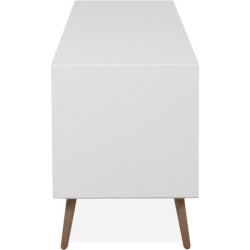 Meuble TV - ARONA - Blanc / Chene artisan - 3 abbatants - 175 x 50 x 3