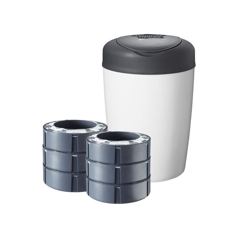 TOMMEE TIPPEE Starter Pack, Poubelle a Couches Simplee, Comprend 6x Re