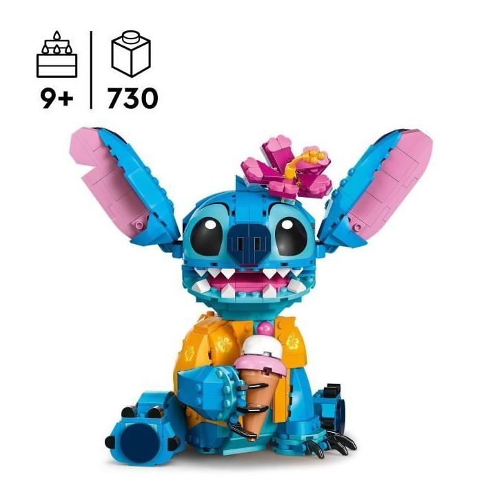 LEGO | Disney 43249 Stitch, Jeu de Construction pour Enfants, Cornet de Glace et Figurine