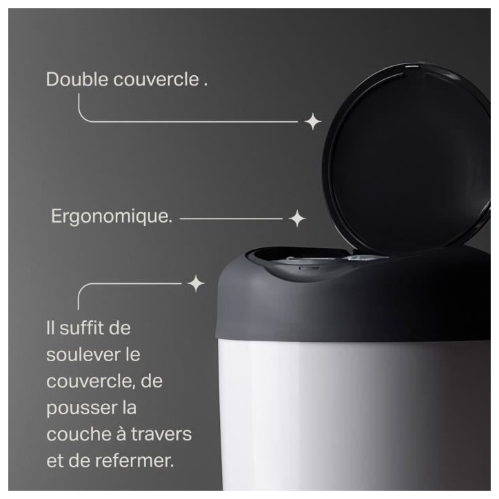 TOMMEE TIPPEE Starter Pack, Poubelle a Couches Simplee, Comprend 6x Recharge