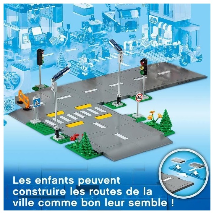 LEGO City 60304 Intersection a assembler, Jeu construction ville avec panneaux et routes a imbriquer pour garçon ou fille