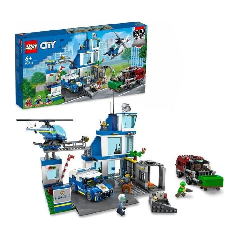 LEGO City 60316 Le Commissariat de Police, Jouet Hélicoptere, Voiture LEGO City 60316 Le Commissariat de Police, Jouet Hélicoptere, Voiture