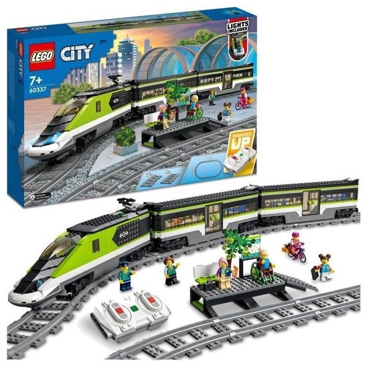 LEGO City Le Train de Voyageurs Express - Jouet de Train Télécommandé - Phares Fonctionnels - Enfants 7 Ans