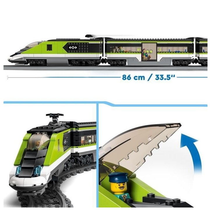 LEGO City Le Train de Voyageurs Express - Jouet de Train Télécommandé - Phares Fonctionnels - Enfants 7 Ans