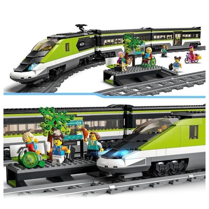LEGO City Le Train de Voyageurs Express - Jouet de Train Télécommandé - Phares Fonctionnels - Enfants 7 Ans