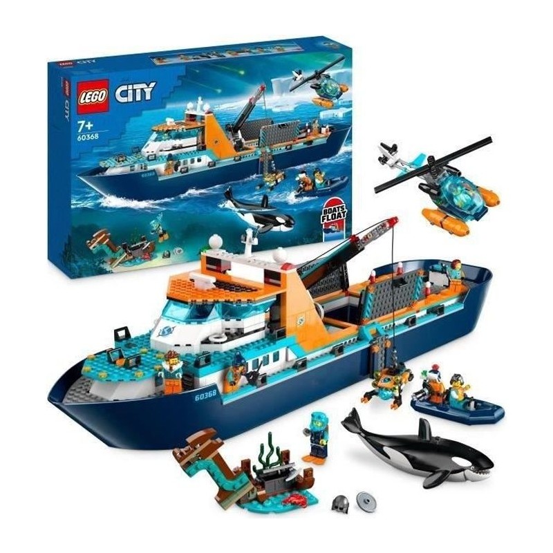 LEGO City 60368 Le Navire d'Exploration Arctique, Jouet de Grand Batea LEGO City 60368 Le Navire d'Exploration Arctique, Jouet de Grand Batea
