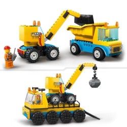 LEGO City 60391 Les Camions de Chantier et la Grue a Boule de Démolit