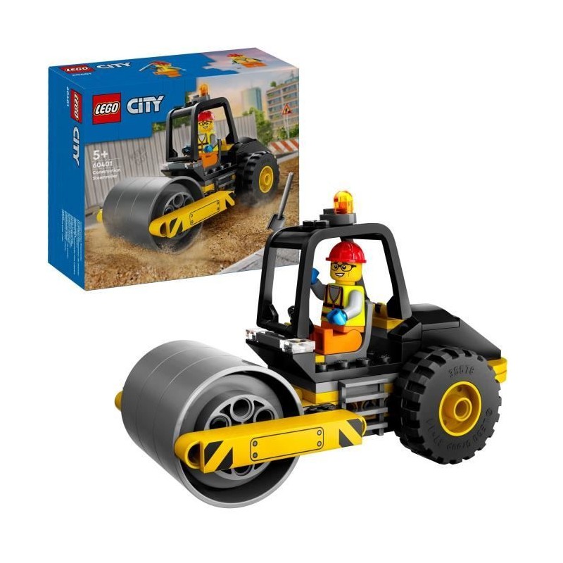 LEGO 60401 City Le Rouleau Compresseur de Chantier, Maquette de Jouet