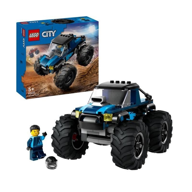 LEGO 60402 City Le Monster Truck Bleu, Jouet Camion Tout-Terrain et Mi