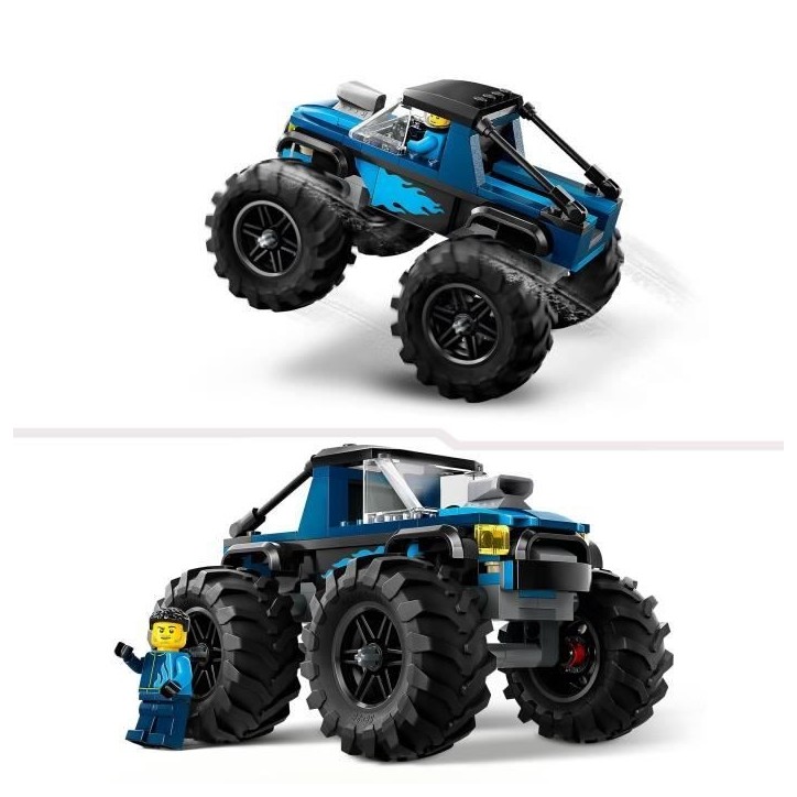 LEGO 60402 City Le Monster Truck Bleu, Jouet Camion Tout-Terrain et Minifigurine de Conducteur, Cadeau Enfants