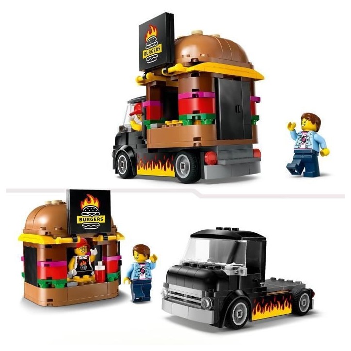 LEGO 60404 City Le Food-truck de Burgers, Jouet de Camionnette, Jeu Imaginatif avec Camionnette et Minifigurines LEGO 60404 City Le Food-truck de Burgers, Jouet de Camionnette, Jeu Imaginatif avec Camionnette et Minifigurines