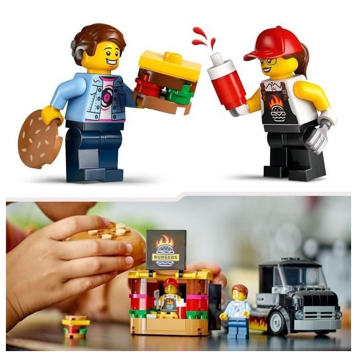 LEGO 60404 City Le Food-truck de Burgers, Jouet de Camionnette, Jeu Imaginatif avec Camionnette et Minifigurines LEGO 60404 City Le Food-truck de Burgers, Jouet de Camionnette, Jeu Imaginatif avec Camionnette et Minifigurines