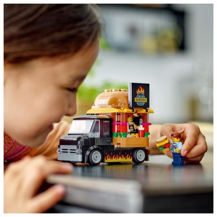 LEGO 60404 City Le Food-truck de Burgers, Jouet de Camionnette, Jeu Imaginatif avec Camionnette et Minifigurines LEGO 60404 City Le Food-truck de Burgers, Jouet de Camionnette, Jeu Imaginatif avec Camionnette et Minifigurines