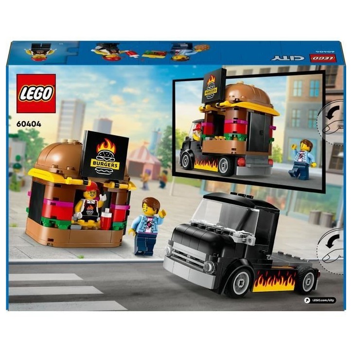 LEGO 60404 City Le Food-truck de Burgers, Jouet de Camionnette, Jeu Imaginatif avec Camionnette et Minifigurines LEGO 60404 City Le Food-truck de Burgers, Jouet de Camionnette, Jeu Imaginatif avec Camionnette et Minifigurines