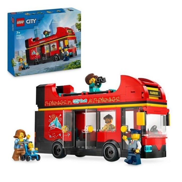 LEGO City 60407 Le bus rouge a deux étages, bus jouet, véhicule pour enfants des 7 ans