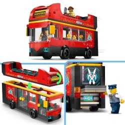 LEGO City 60407 Le bus rouge a deux étages, bus jouet, véhicule pour