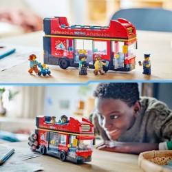 LEGO City 60407 Le bus rouge a deux étages, bus jouet, véhicule pour