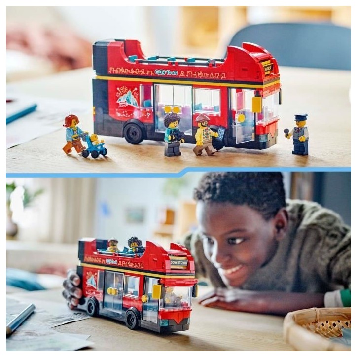 LEGO City 60407 Le bus rouge a deux étages, bus jouet, véhicule pour enfants des 7 ans
