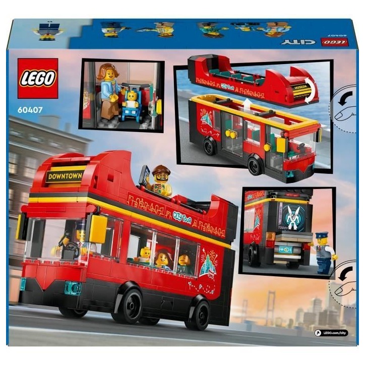 LEGO City 60407 Le bus rouge a deux étages, bus jouet, véhicule pour enfants des 7 ans