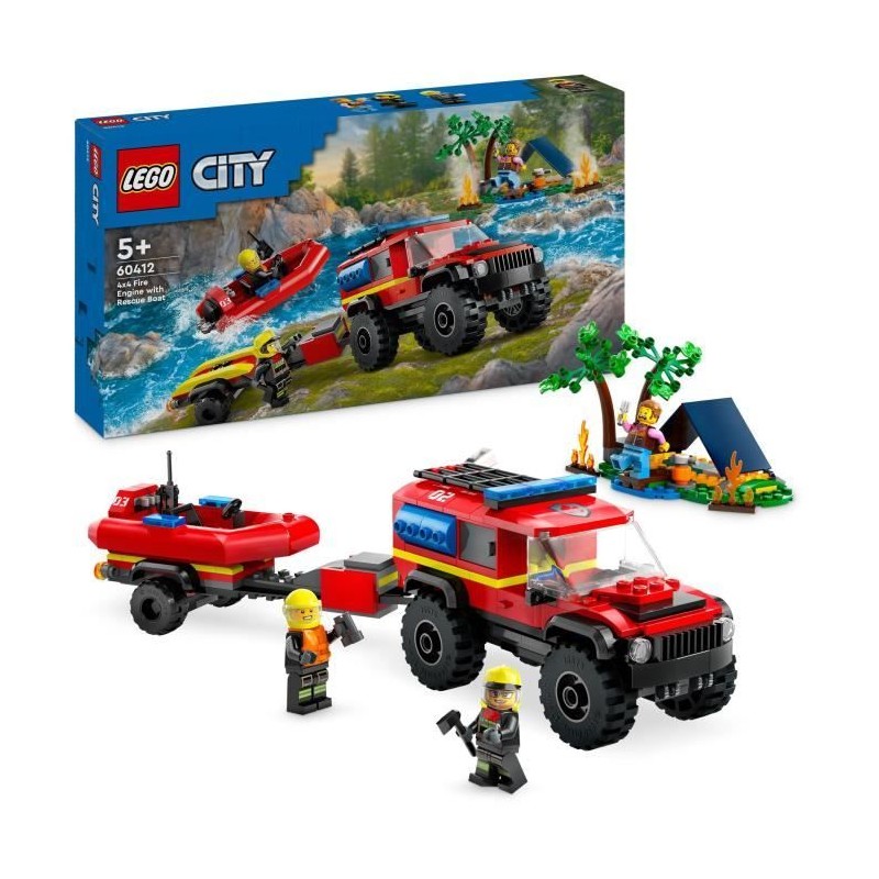 LEGO 60412 City Le Camion de Pompiers 4x4 et le Canot de Sauvetage, Jo LEGO 60412 City Le Camion de Pompiers 4x4 et le Canot de Sauvetage, Jo