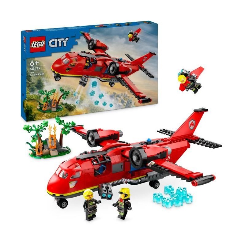 LEGO 60413 City L'Avion de Sauvetage des Pompiers, Jouet avec 3 Minifi LEGO 60413 City L'Avion de Sauvetage des Pompiers, Jouet avec 3 Minifi