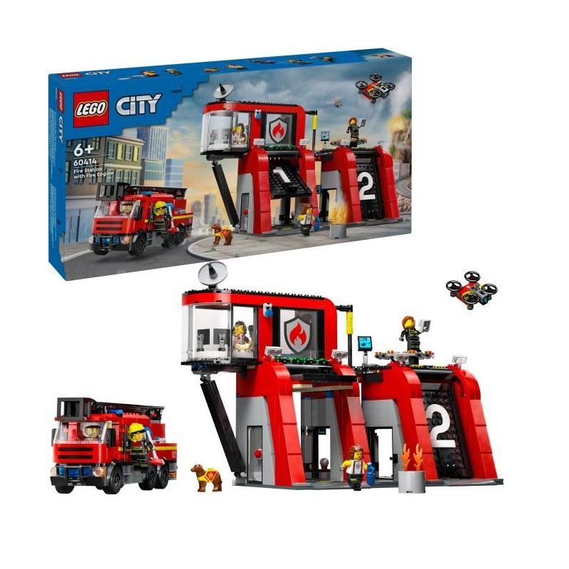 LEGO 60414 City La Caserne et le Camion de Pompiers, Jouet de Figurine LEGO 60414 City La Caserne et le Camion de Pompiers, Jouet de Figurine