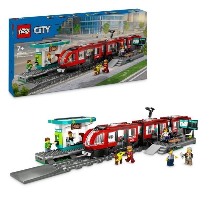 LEGO City 60423 Le tramway et la station du centre-ville, véhicule pour enfants des 7 ans LEGO City 60423 Le tramway et la station du centre-ville, véhicule pour enfants des 7 ans